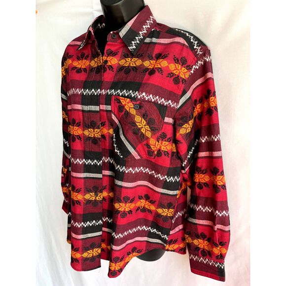 Vintage Backroad Blues Western Cowboy Button Down Shirt Red Shirt Size M - Picture 4 of 10